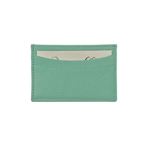 Goatskin Leather Slim Card Case Robin's Egg Blue