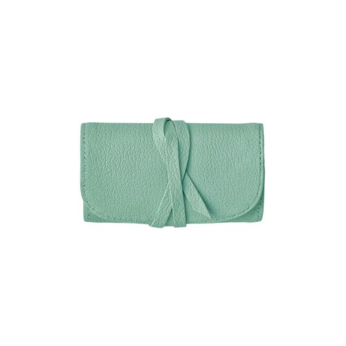 Goatskin Leather Small Jewelry Roll Robin's Egg Blue