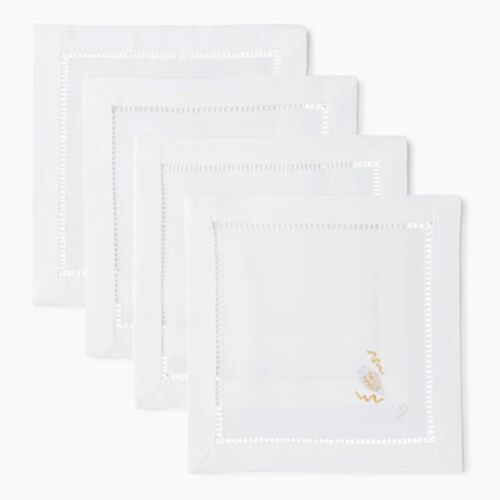 Henry Handwork Cocktail Napkin Set/4 Champagne Celebration
