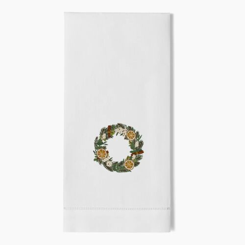 Henry Handwork Towel Holiday Orange Slice Wreath