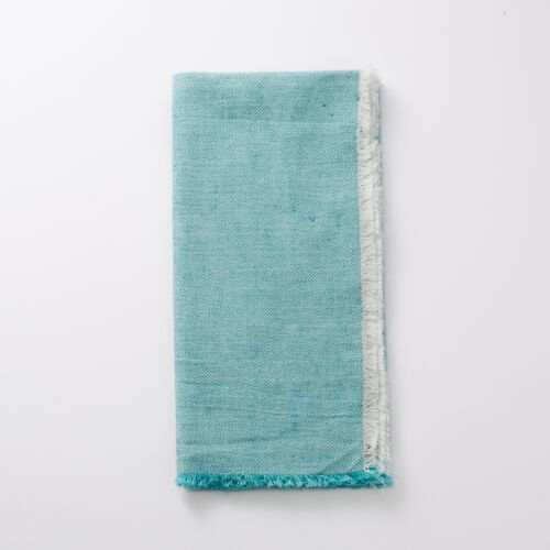 Deborah Rhodes Napkin Herringbone Fringe Turquoise