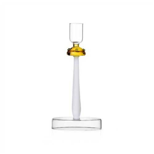 Ichendorf Alice Amber Mushroom with Green Dots Glass Candle Holder