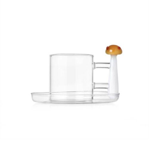  Ichendorf Alice Amber Mushroom with Red Dots Glass Coffee Cup & Saucer