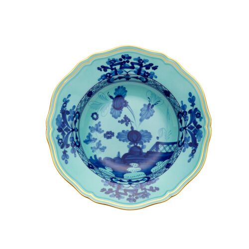 Ginori Oriente Italiano Iris Gold Rim Soup Plate