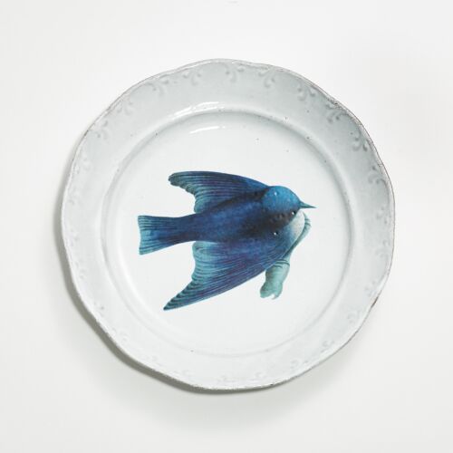 John Derian Bird Plate Blue