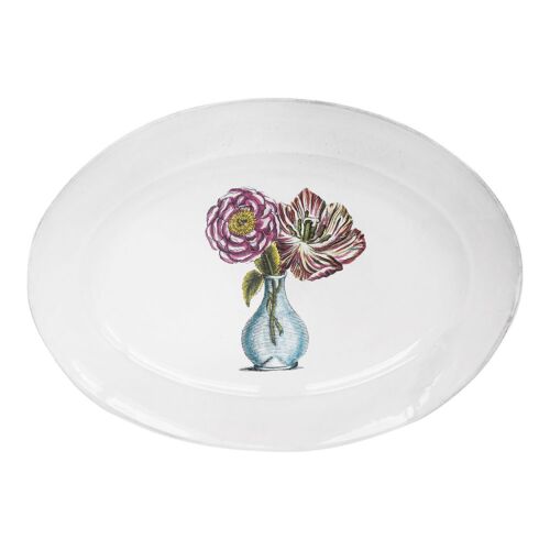 John Derian Blue Vase with Flowers Platter