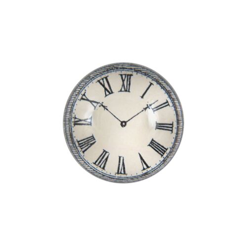 John Derian Decoupage Paperweight Dome Black & White Clock