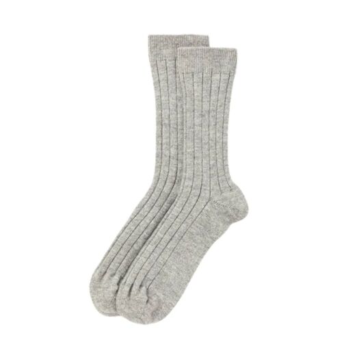 Johnstons of Elgin Cashmere Blend Ribbed Socks Men Light Grey (EU42)