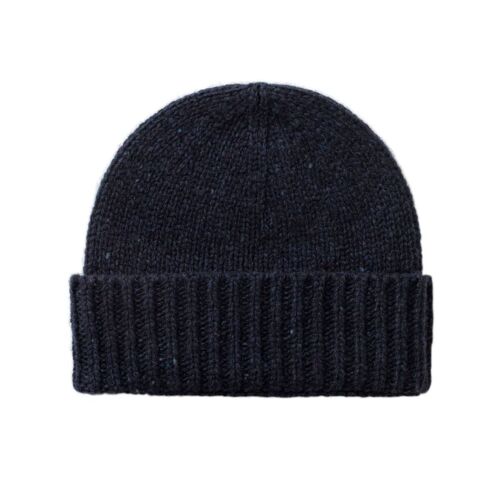 Johnstons of Elgin Cashmere Donegal Beanie Dark Navy