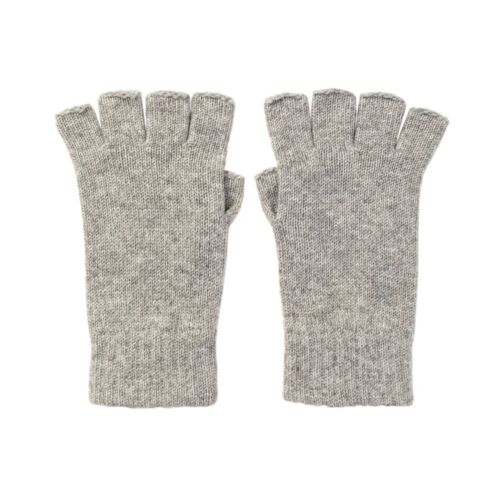 Johnstons of Elgin Cashmere Fingerless Gloves Unisex Light Grey