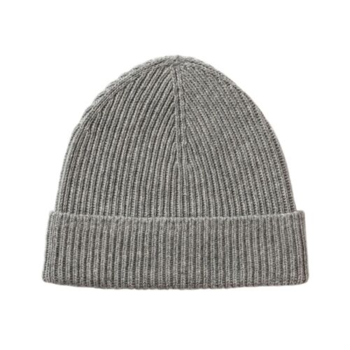 Johnstons of Elgin Cashmere Ribbed Beanie Light Grey