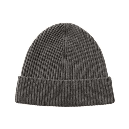 Johnstons of Elgin Cashmere Ribbed Beanie Mid Grey