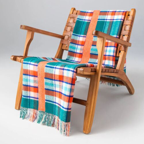 Johnstons of Elgin Lambswool Reversible Throw Check & Herringbone