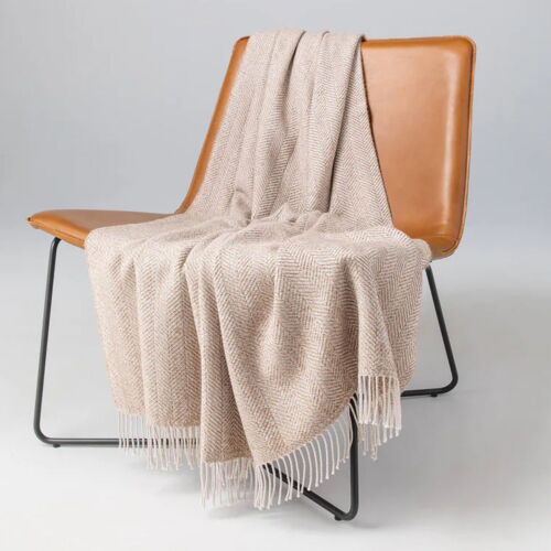 Johnstons of Elgin Wool Woven Throw Natural