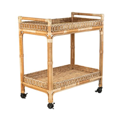 Juliska Rattan Whitewash Bar Cart