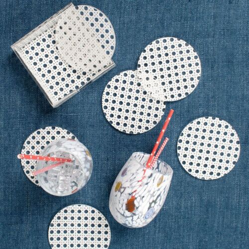Kim Seybert Coaster Set/6 Reed White