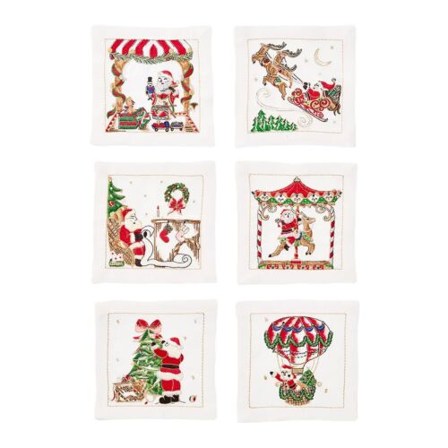 Kim Seybert Cocktail Napkin Set/6 Santa 
