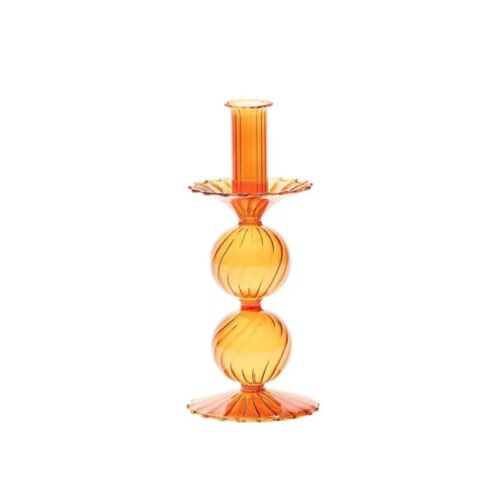 Kim Seybert Glass Candle Holder Bella Amber