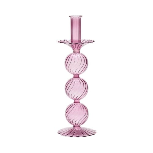 Kim Seybert Glass Candle Holder Iris Lavender