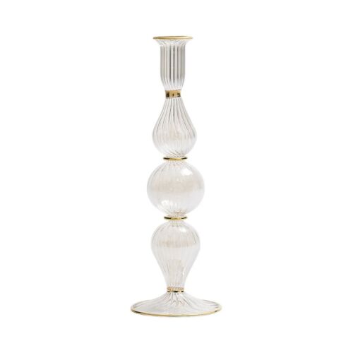 Kim Seybert Glass Candle Holder Ripple Clear