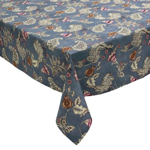 Kim Seybert Paisley Vine Blue & Gray Tablecloth 54x126"