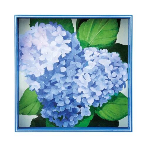 Lacquer Square Tray Blue Hydrangea