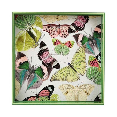 Lacquer Square Tray Butterflies