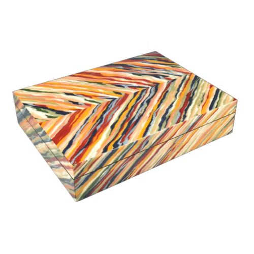Lacquer Tiger Hinged Stationery Box