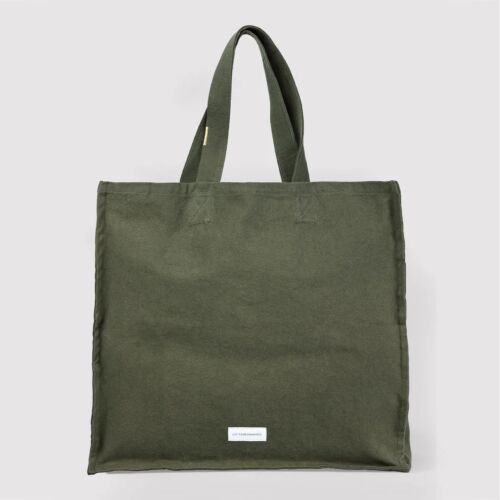 Les Pensionnaires Caper Green Cotton Canvas Tote Bag Large