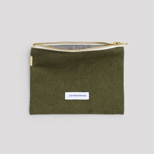 Les Pensionnaires Caper Green Cotton Canvas Pouch Small