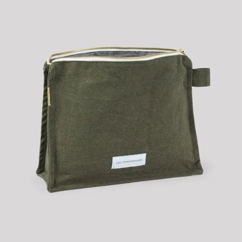 Les Pensionnaires Caper Green Cotton Canvas Toiletry Bag