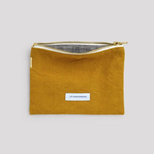 Les Pensionnaires Saffron Yellow Cotton Canvas Pouch Small