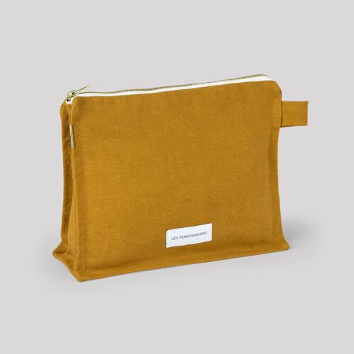 Les Pensionnaires Saffron Yellow Cotton Canvas Toiletry Bag 