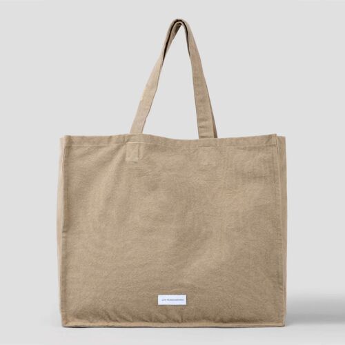 Les Pensionnaires Sand Beige Cotton Canvas Tote Bag Large