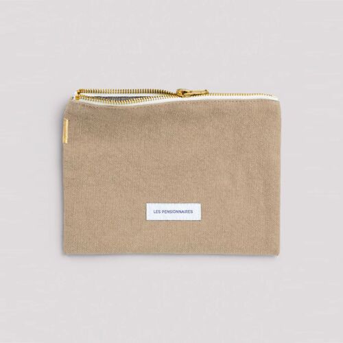 Les Pensionnaires Sand Beige Cotton Canvas Pouch Small