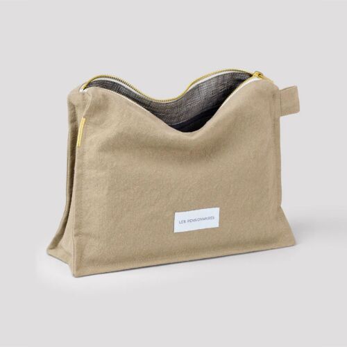 Les Pensionnaires Sand Beige Cotton Canvas Toiletry Bag