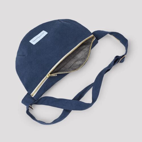 Les Pensionnaires Storm Blue Cotton Canvas Banana Bag