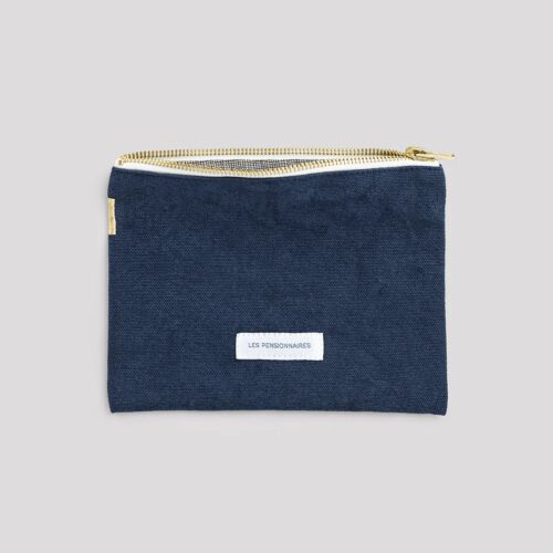 Les Pensionnaires Storm Blue Cotton Canvas Pouch Small