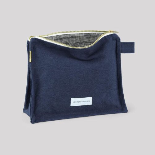 Les Pensionnaires Storm Blue Cotton Canvas Toiletry Bag