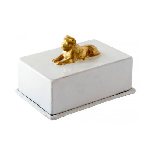 Lion Butter Dish Gold