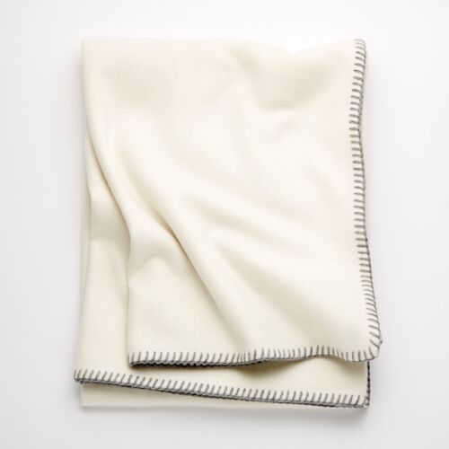 Biella Whipstitch Cream & Grey Cashmere Throw 