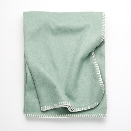 Biella Whipstitch Jade & Bianco Cashmere Throw 
