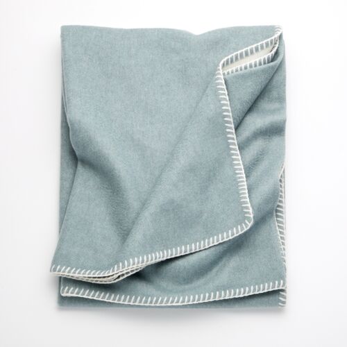 Biella Whipstitch Lagoon & Bianco Cashmere Throw 