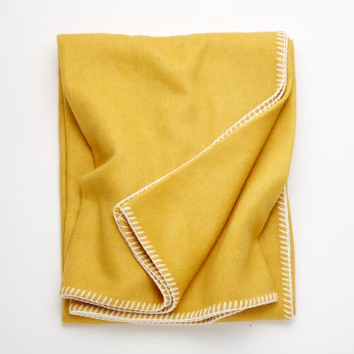 Biella Whipstitch Safran & Bianco Cashmere Throw 