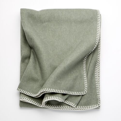 Biella Whipstitch Sage & Bianco Cashmere Throw