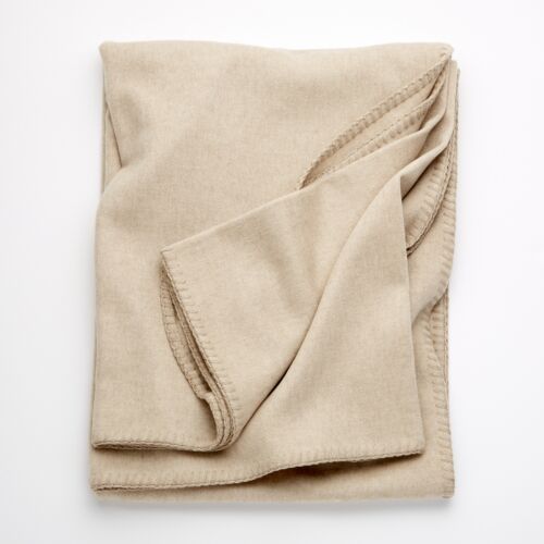 Biella Whipstitch Sand & Brown Cashmere Throw 