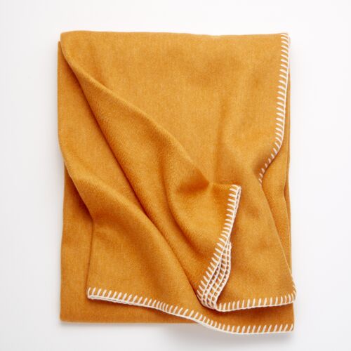 Biella Whipstitch Tangerine & Bianco Cashmere Throw 