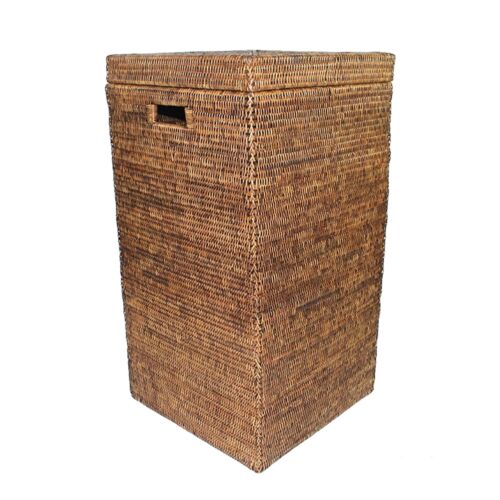 Matahari Rattan Antique Brown Square Laundry Basket Hamper