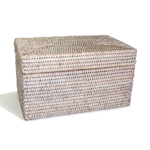 Matahari Whitewash Storage Basket with Lid