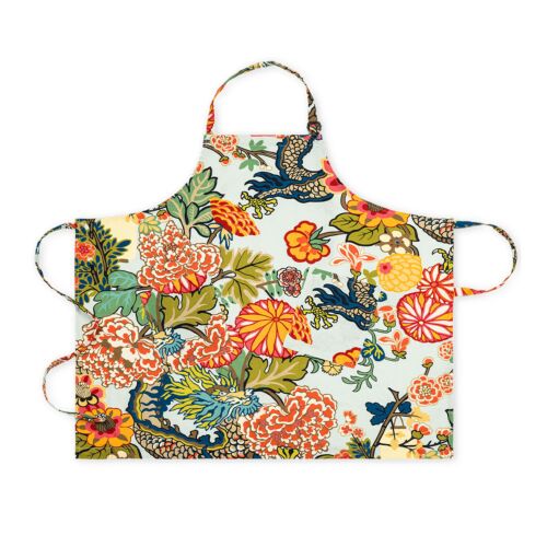 Matouk Linen Apron Chiang Mai Dragon Aquamarine